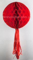 Бумажный шар-соты с бахромой, красный, 30 см
