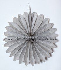 Подвесной веер, серый, 45 см - бумажный декор-гармошка
