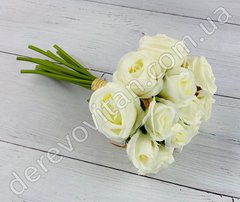 Букет искусственных роз, цвет "ваниль", 12 шт, 17×24 см