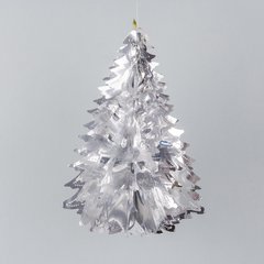 Подвесной новогодний декор "Елочка" из фольги, серебро, 30 см