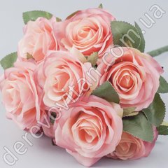Букет штучних троянд на ніжці, рожевий, 9 шт., 25×42 см