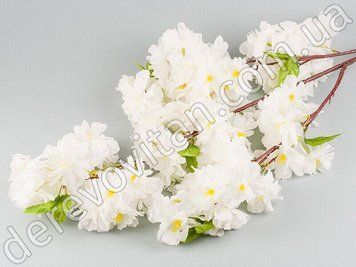 Ветка сакуры декоративная, белая, 35&times;112 см