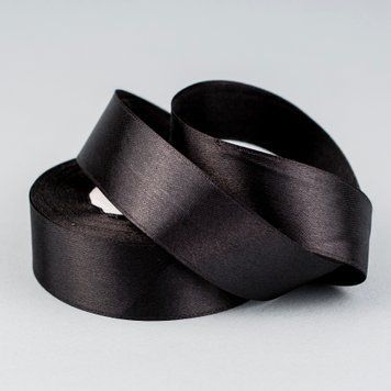 Стрічка атласна, чорна, 2.5 см&times;23 м