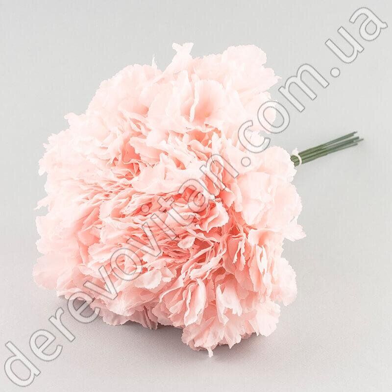 Гортензия искусственная на тонкой ножке в букете, светло-розовая, 10 цветков, 27×38 см