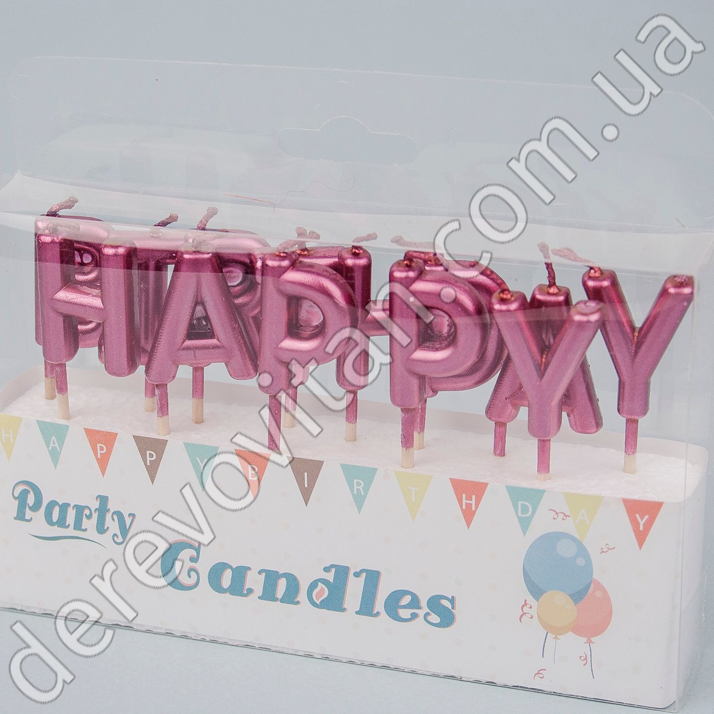 Свічки для торта "Happy Birthday", малинові