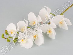 Орхидея декоративная белая, ветка, 8 цветков из ткани, 98 см