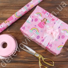 Бумага упаковочная «Принцесса», розовая, 0.7×8 м