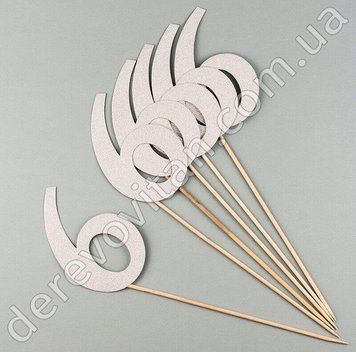 Топпер для декора "6" серебро, 6 шт., 8.5&times;38 см