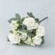Троянди штучні з додатками на ніжці, білі, 14 квітів, 16×29 см