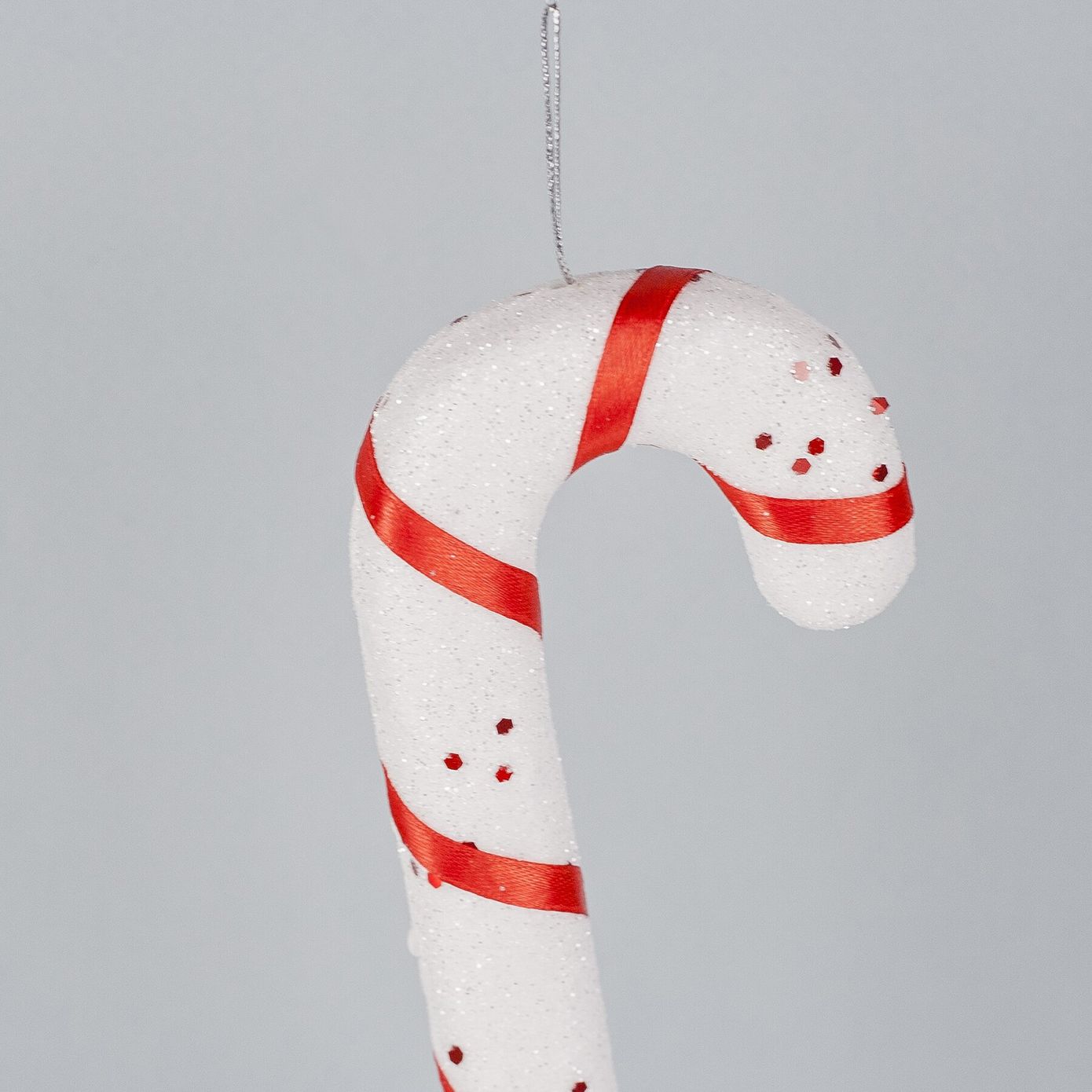 Елочная игрушка "Карамельная трость" белая, 7.5×17.5 см