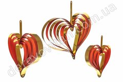 Подвески для декора "Сердце", красно-золотые, 4 шт, 10-15-20-25 см