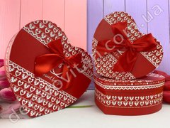 Подарочные коробки "Сердце" красные с принтом, набор из 3 шт.