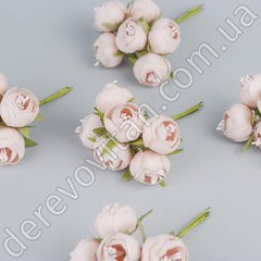Ранункулюсы искусственные мини, светло-розовые, 10×11 см, 5 шт. (30 цветков)