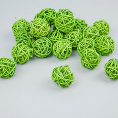 Шарики ротанговые, зеленые, 2.5-3 см, 25 шт.