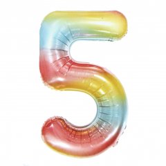 Воздушный/гелиевый шар-цифра "5", разноцветная, 1 м (42")