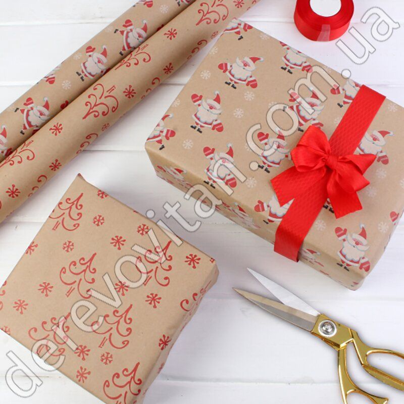 Новорічний пакувальний папір, 20 аркушів, 2 види, 0.7×1 м в рулоні