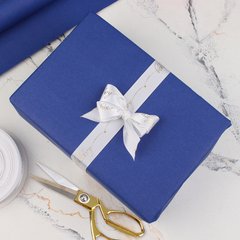 Крафт бумага для подарков ярко-синяя двухсторонняя, 0.7×8 м рулон