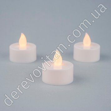 Led-свечи таблетки на батарейках, белые, желтый свет, 4 см