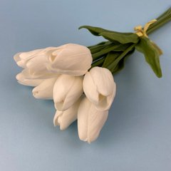 Тюльпани латексні, білі, букет 9 шт., ~35 см