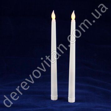 Конусные LED свечи белые, желтый свет, 2 шт.&times;27.5 см