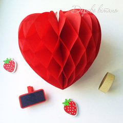Подвеска-соты "Сердце", красная, 10 см