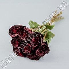Букет штучних троянд, темно-червоний, 8 шт., 38 см