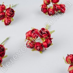 Міні-букетик ранункулюсів, червоний, 11 см, 6 квіток