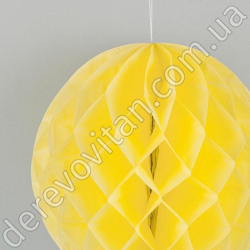 Бумажный шар-соты, желтый/лимонный, 35 см