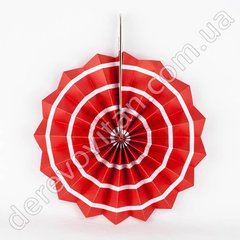 Подвесной веер, красный с тонкой белой полоской, 30 см