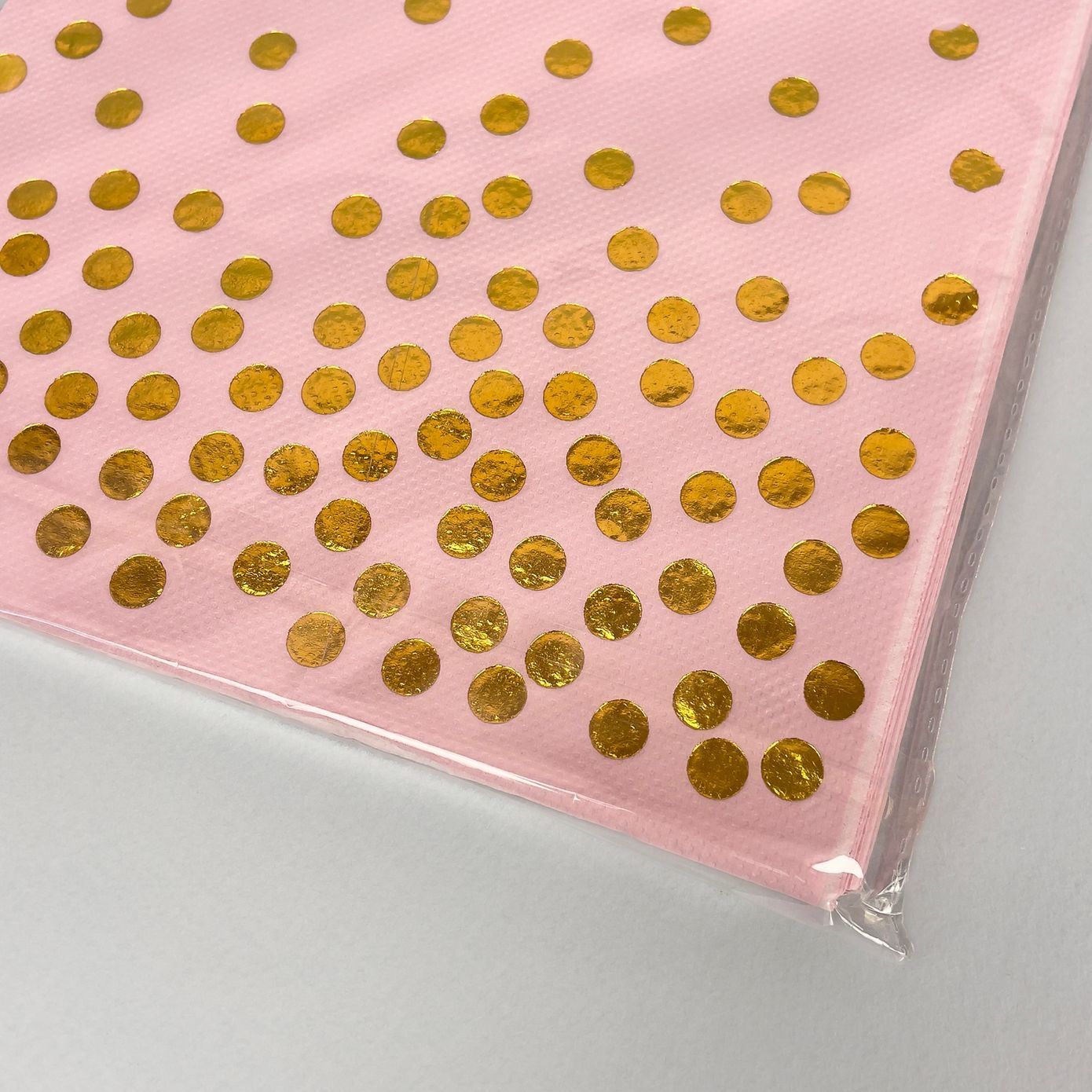 Праздничные салфетки, розовые в золотой горох, 20 шт., 16.5&times;16.5 см (33 см)