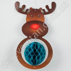 Декор новогодний подвеска "Олень Рудольф" с шаром-соты, 26×42 см