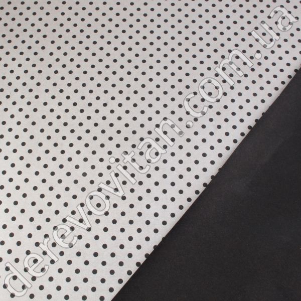 Папір пакувальний двобічний «Горох», срібно-сірий, 0.69×8 м