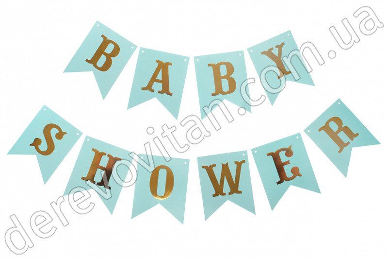 Гирлянда для мальчика "Baby Shower" с сердцами, голубая, 16×20×3 м