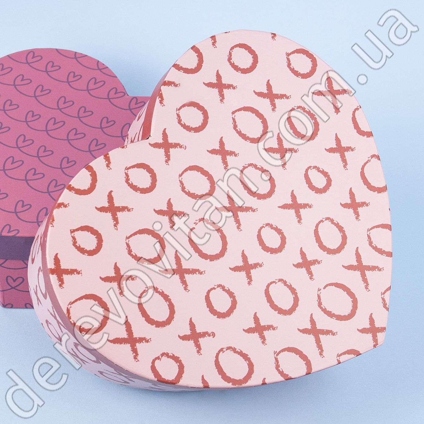 Подарункові коробки в формі серця "Kiss" рожеві, набір з 3 шт.