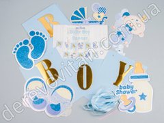 Гірлянда для хлопчика на Baby Shower "Baby Boy", блакитна, 15×19 см×3 м