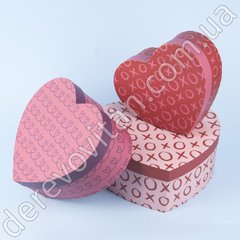 Подарочные коробки в форме сердца "Kiss" розовые, набор из 3 шт.