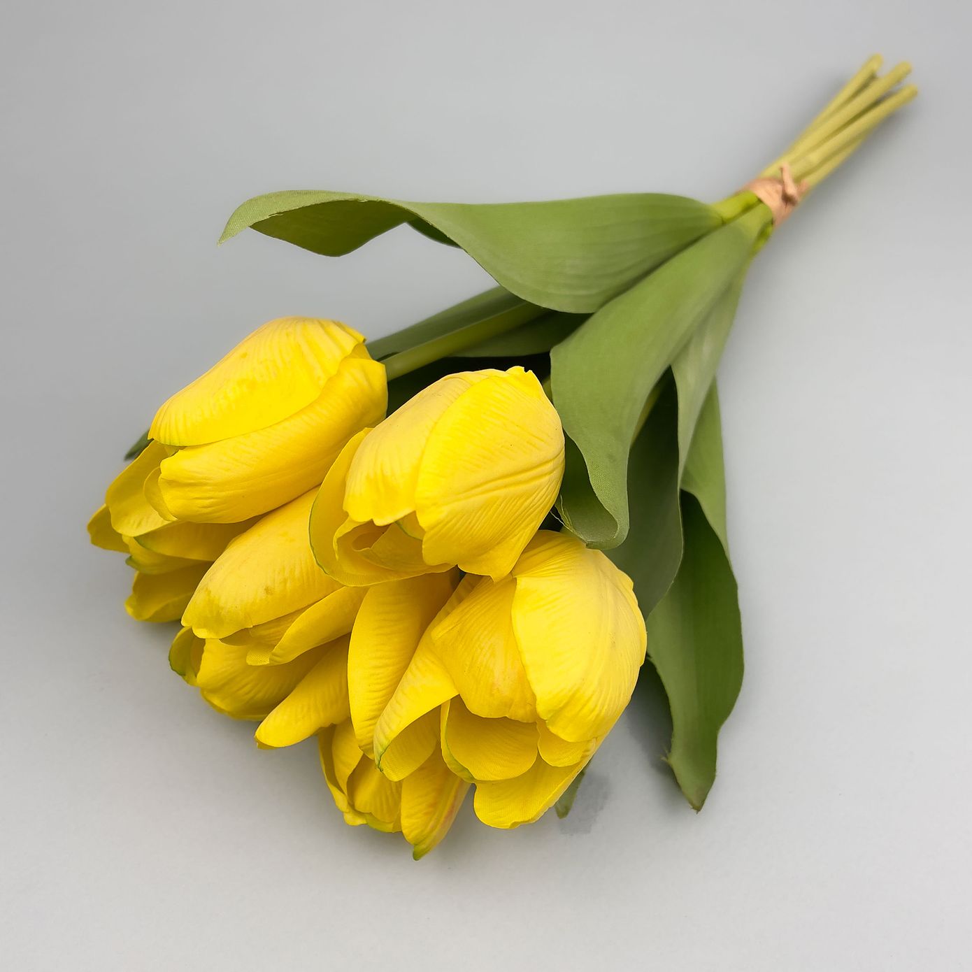 Тюльпаны искусственные, латекс и ткань, желтые, букет 7 шт., ~37 см
