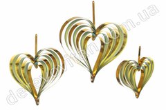 Подвески для декора "Сердце", золотые, 4 шт, 10-15-20-25 см