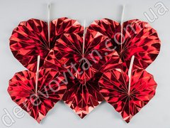 Набор подвесных вееров "Сердце", красный хром, 6 шт. 18 и 25 см