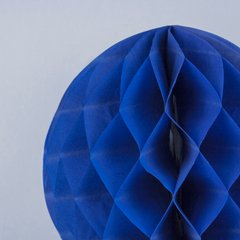 Паперова гофрована куля-стільники, синя, 30 см