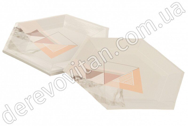 Тарелки одноразовые, картонные, "Геометрия", 10 шт., 19.5×23 см