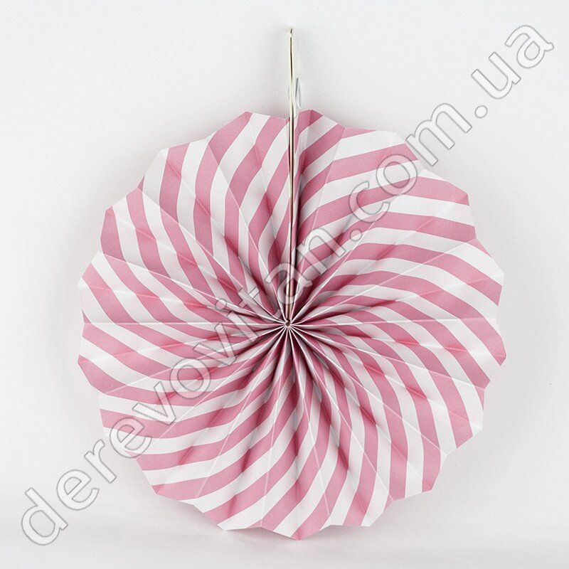 Бумажный веер, бело-розовый, 40 см - бумажный декор-розетка