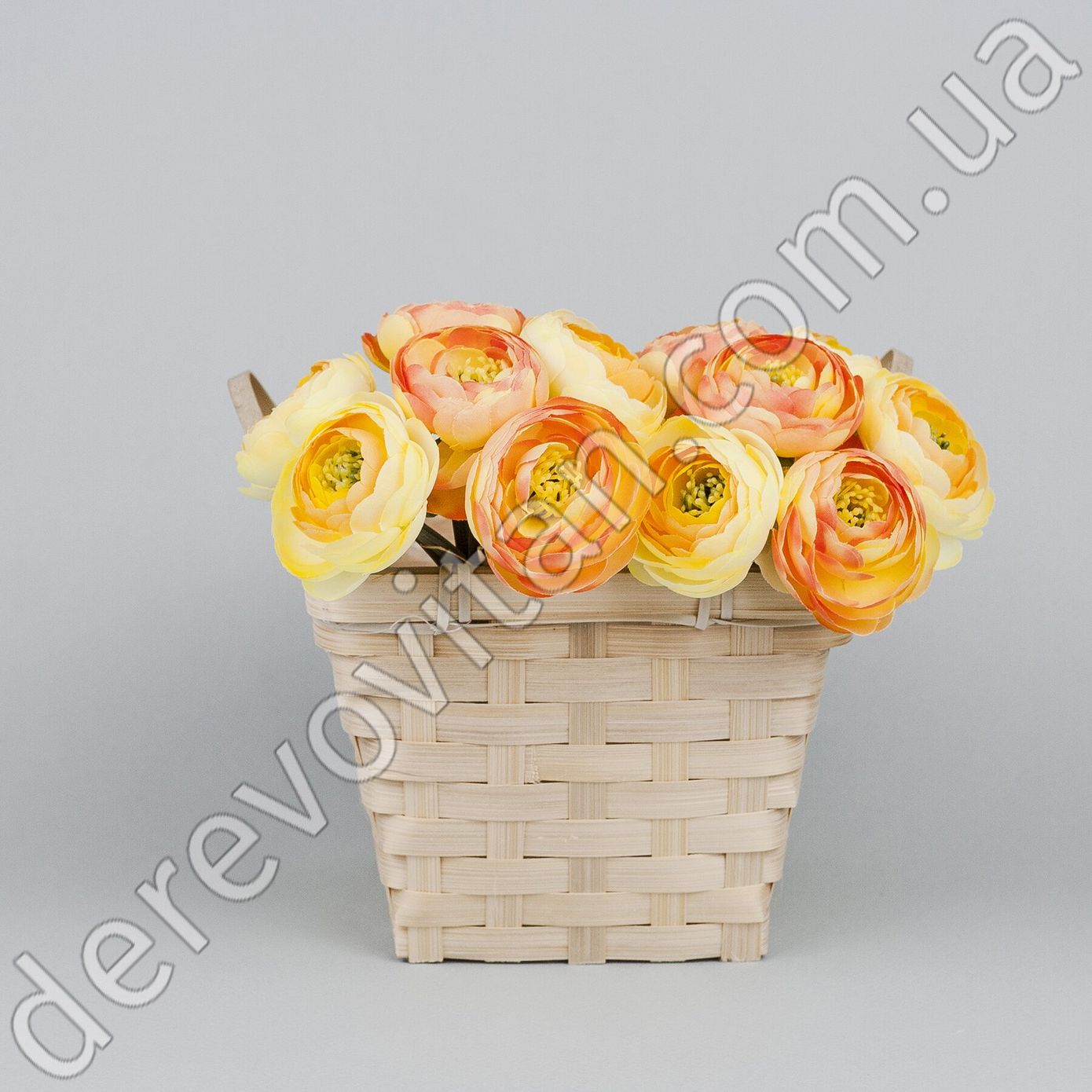 Плетене кашпо для квітів з лика з ручками та поліетиленом, ~14.7×14.7×12 см