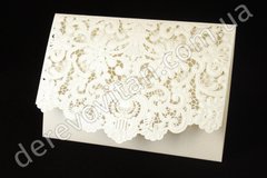Открытка-конверт пригласительная "Кружево", ivory, 12.7×18.5 см