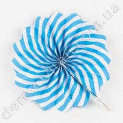 Подвесной веер, бело-голубой, 20 см - бумажный декор-розетка