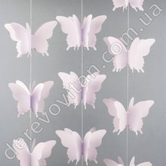 Бумажная гирлянда на нити 3D "Бабочки", белая, 2.5 м