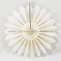 Подвесной веер, молочный, 30 см - бумажный декор-розетка