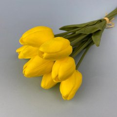Штучні латексні тюльпани, жовті/лимонні, букет 9 шт., ~35 см