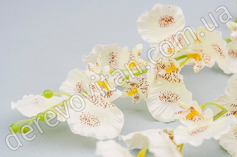 Ветка орхидеи декоративная, белая, 1 м