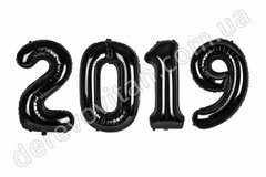 Шары-цифры на Новый год "2019", черные, ~1 м
